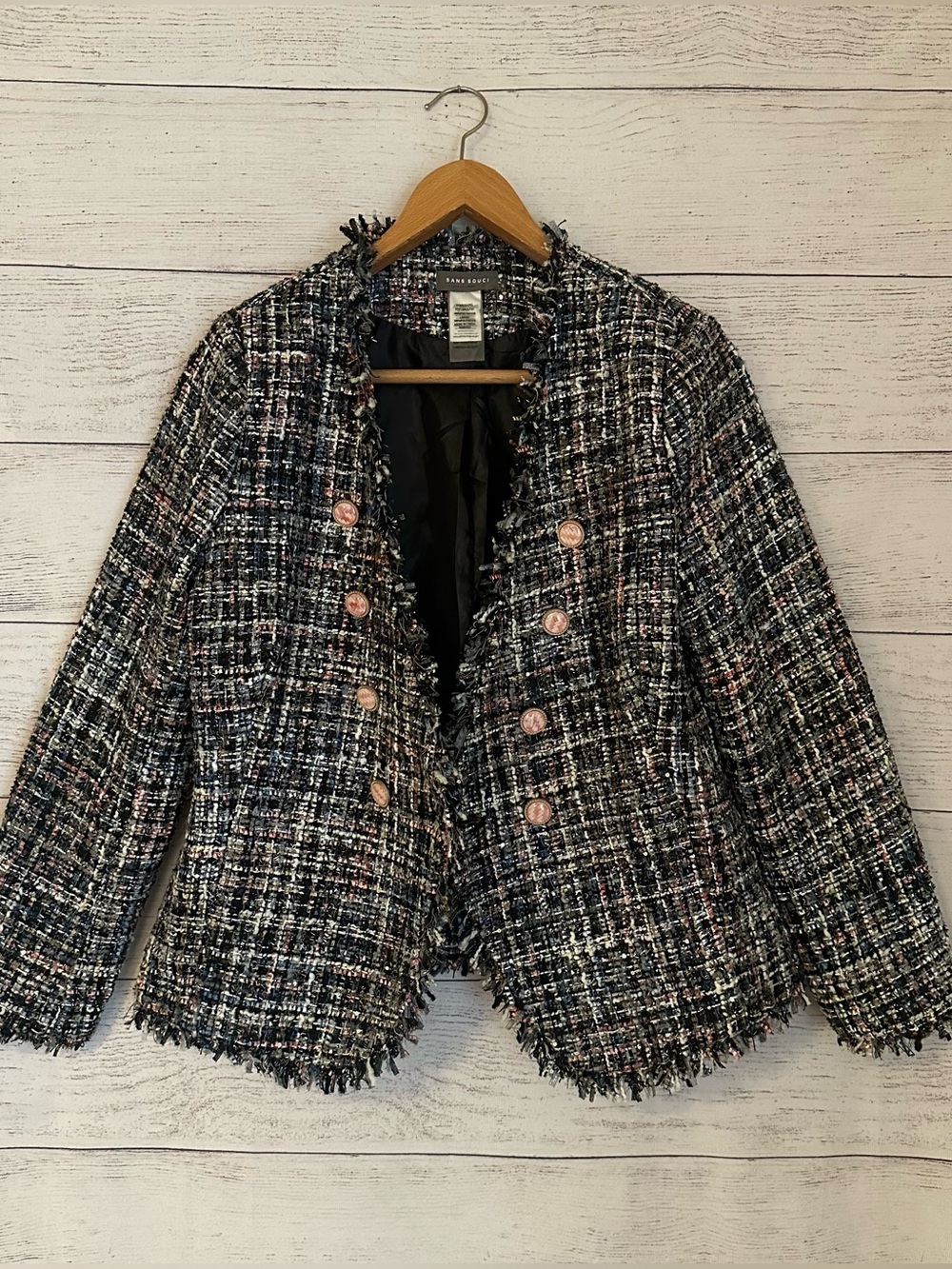 Sans Souci Multi Color Tweed Blazer Jacket.